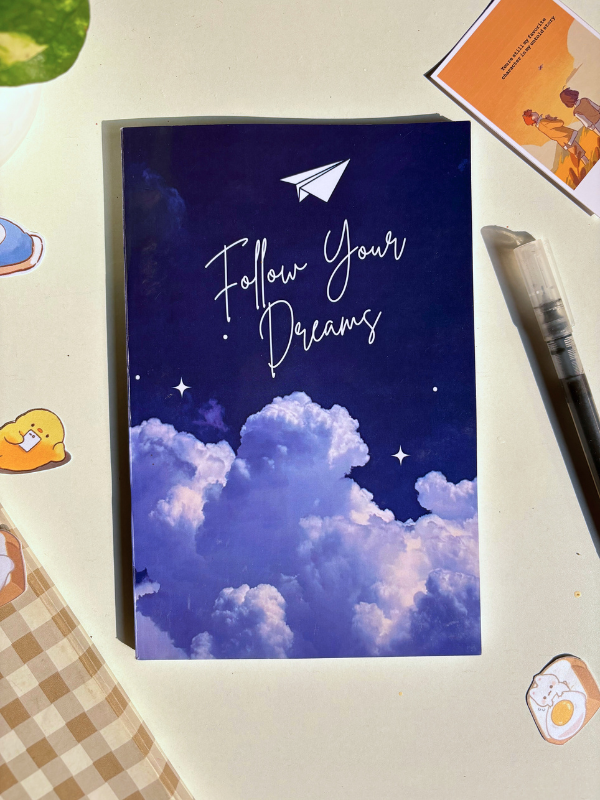 Aesthetic cloud notebook with “Follow Your Dreams” cover