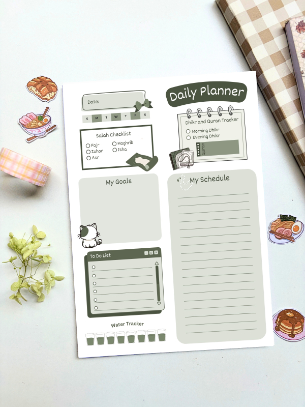 A5 Green Aesthetic Daily Islamic Planner