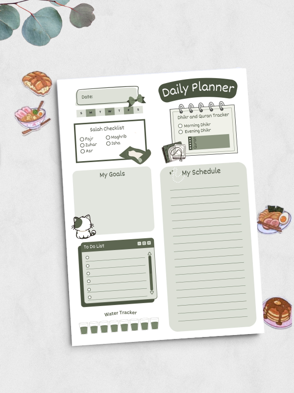 A5 Green Aesthetic Daily Islamic Planner - Image 2