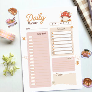 A5 Orange Mushroom Themed Aesthetic Daily Planner