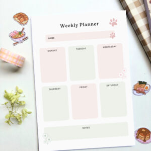 A5 Green and Pink Aesthetic Weekly Planner