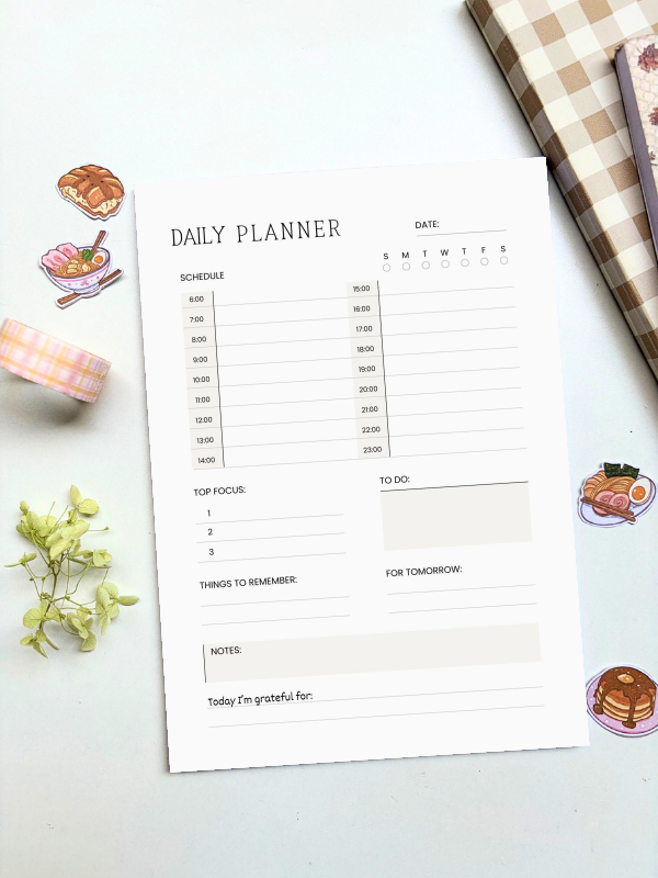 Daily Planner - A5 Neutral Minimalist Timed