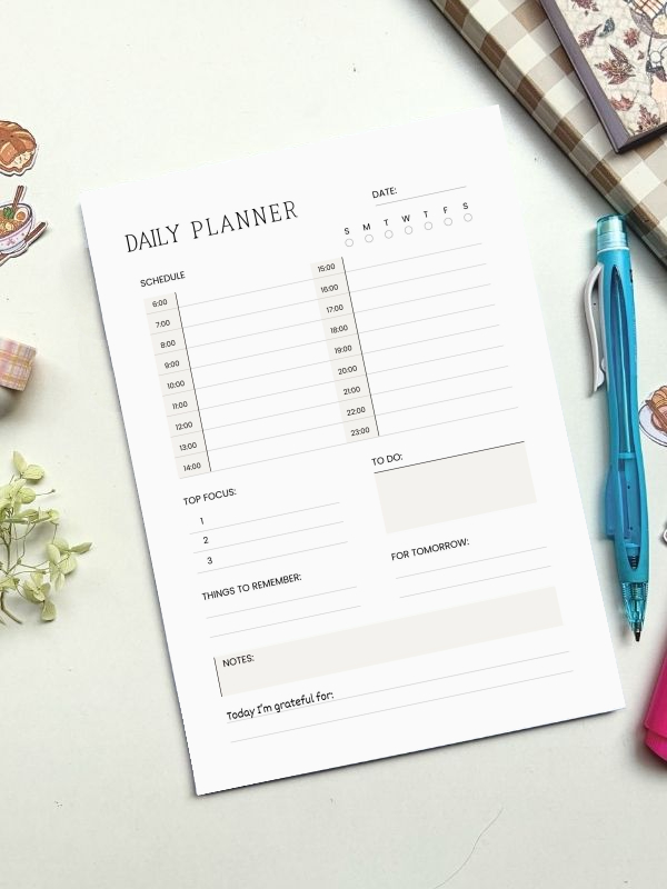 Daily Planner - A5 Neutral Minimalist Timed - Image 3