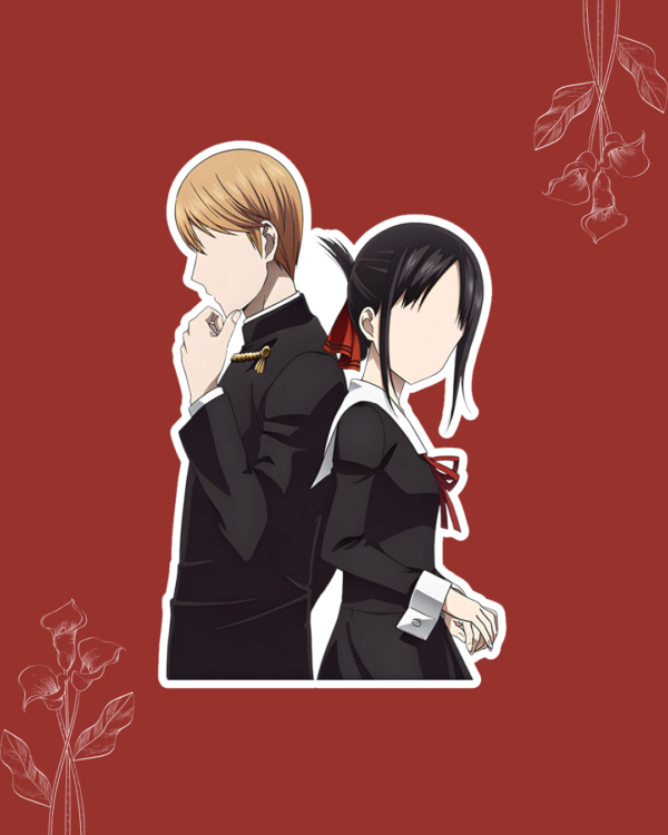 Kaguya Shinomiya and Miyuki Shirogane vinyl sticker from Kaguya-sama Love Is War, anime couple sticker for laptops and journals