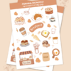 Morning Breakfast cute sticker pack with bakery items and coffee illustrations for journals and planners