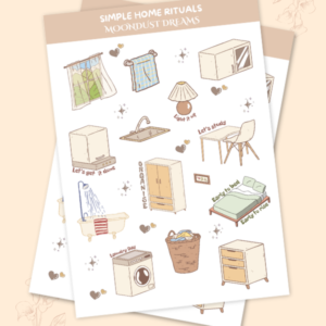 Simple Home Rituals daily chores and routine themed sticker pack for planners and journals