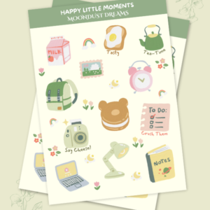 Happy Little Moments cute everyday joy themed sticker pack for journals and planner