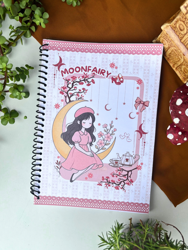 Pink Moon Fairy A4 Spiral Notebook — 200 Pages