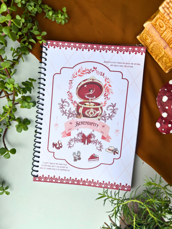 Serendipity Vintage Music Box A4 Spiral Notebook