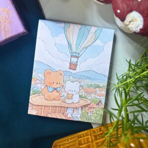 Cute bear memopad featuring an adorable illustrated bear design, aesthetic notepad for everyday notes.