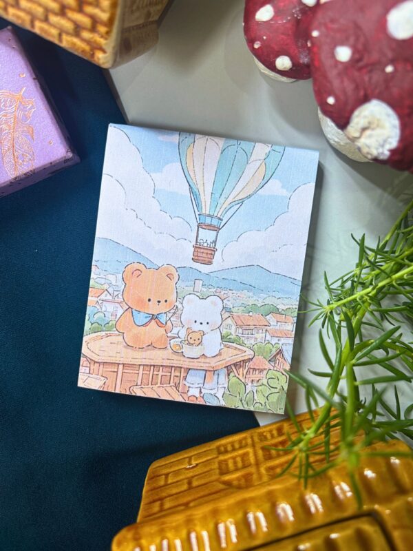 Cute bear memopad featuring an adorable illustrated bear design, aesthetic notepad for everyday notes.